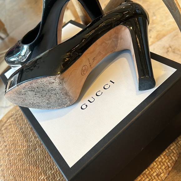 Chanel patent leather black platform pumps high heels 38 - Picture 5 of 13